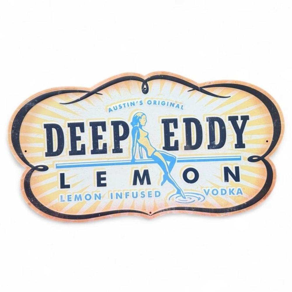 Deep Eddy Vodka Lemon Metal Tin Tacker Sign Mancave Bar Decor 18X10